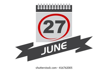 27 June Calendar with Ribbon