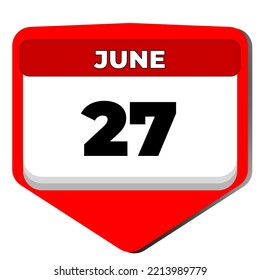 27 June vector icon calendar day. 27 date of June. Twenty seventh day of June. 27th date number. 27 day calendar. Twenty seven date. Enterprises, Djibouti independence, Sunglasses. illustration