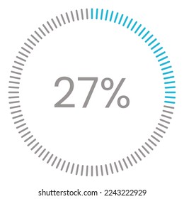 27% de carga. 27% de diagramas de círculo Vector de infografía, 27% listo para usar para diseño web ux-ui