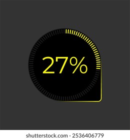 27% Loading. Ui Diagram vector. Download progress icon. Circle diagram interface. Twenty seven percent downloading.