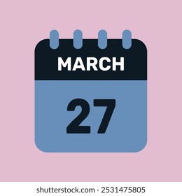 27 março calendário ícone vetor número data design fundo
