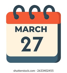 Vector del calendario del 27 de marzo sobre fondo blanco
Calendario de Vector con fecha