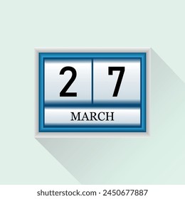27 March Vector flat daily calendar icon Date and month