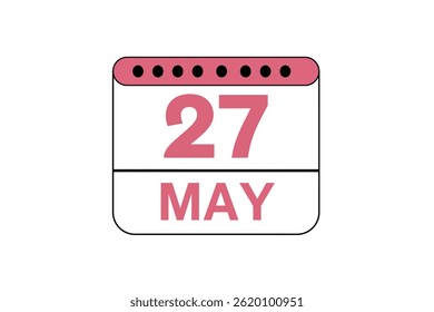 27 may month single day vector, illustration, calendar with peach, black and white color background calendar icon of may 27