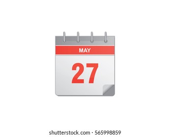 27 May red calendar vector illustration on white background