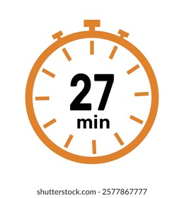 27 minute Timer, clock, icon vector stopwatch isolated icons. Countdown timer symbol.