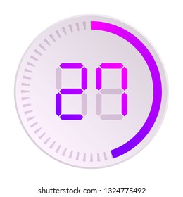 The 27 minutes, stopwatch vector icon, digital timer. Vector digital count down circle board with circle time pie diagram. Watch outline style design, designed for web and app.