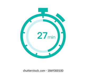 27 minutes timer icon, 27 min digital timer. Clock and watch, timer, countdown