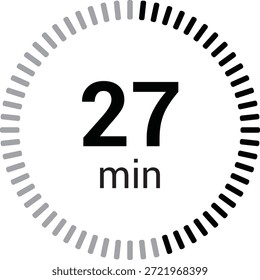 27 minutes timer stopwatch or countdown icon vector isolated on white background