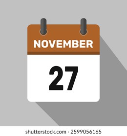 27 november calendar icon vector month date number illustration design