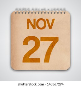 27 November on Old Notebook Vector 