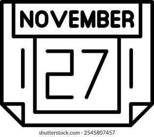 27 November Vector Icon Outline Stlye