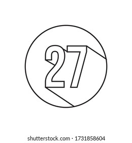 27 number lines icon symbol vector isolated on white background