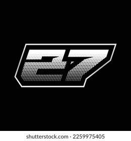 27 Number Speed Logo Design Template Inspiration, Vector Illustration For Sticker, Racing.
