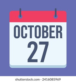 27 October Calendar. Blue Background. Vector Calendar.