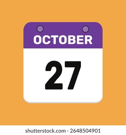 27 october calender icon text page monthly web design.