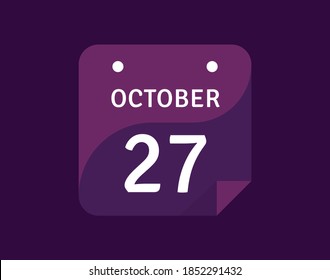 27. Oktober, 27. Oktober Icon Single Day Calendar Vektorgrafik