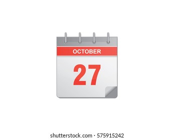 27 October red calendar vector illustration on white background