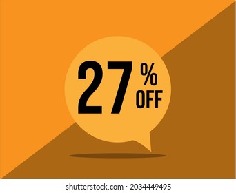 27% de descuento. Cartel con un descuento del 27% en un globo cuadrado amarillo.  