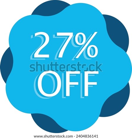 27% Off Discount Blue Vector and Illustration Marketing Announcement in White Background