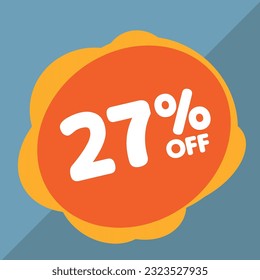 27% off per cent, percentage number in a colored circle, promotion, big sale, colorful background