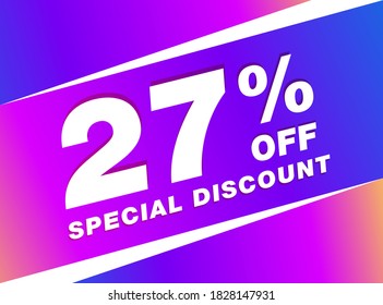 27% OFF Sale Discount Banner. Discount offer price tag. 27% OFF Special Discount offer