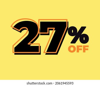 27% off tag twenty seven percent discount black friday sale black letter yellow background