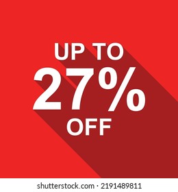 hasta un 27% de texto en blanco sobre fondo rojo