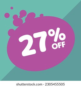 27% per center, percentage number in a colored circle, promotion, big sale, colorful background