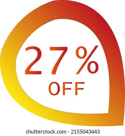 27 percent off with orange vector off circle format