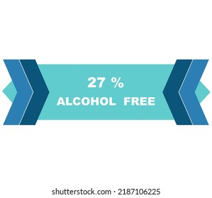 27% percentage alcohol free fantastic rectangle shape design element vector illustration for label promo sign isolated on white background with fantastic font and blue color 