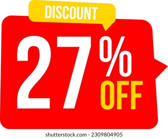 27 Sale banner special offer tag discount template set buy now and hot deal special offer with 27 percent off for cheap economic shopping