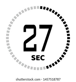 The 27 second countdown timer or digital counter timer clock vector icon. Stopwatch vector icon, digital timer.   For smartphone UI or UX countdown timer design.