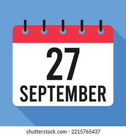 27 September Calendar. Blue Background. Vector Calendar.