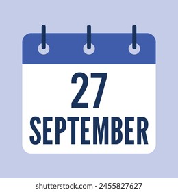 27 September Calendar, Isolated Vector Calendar.
