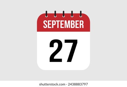 27 September Calendar. September Calendar Vector Illustration.