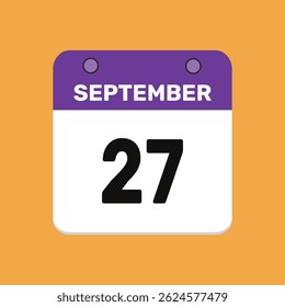 27 september calender icon text page monthly web design.