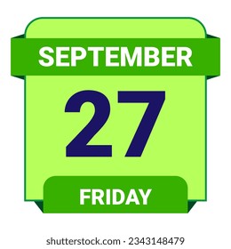 27 September, Friday. Date template. Useful design for calendar or event promotion. Vector illustration EPS 10 File. Isolated on white background. 
