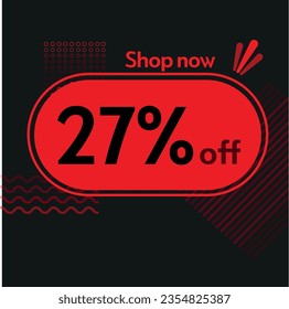27% Shop now vector red and black elements black friday buy now online shop sticker marketing