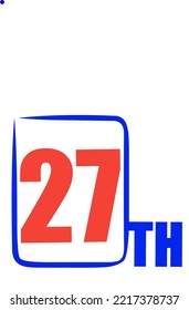 27 th Ordinal Numbers counting vector art illustration with fantastic font and blue red color - 27 th anniversary - happy birthday