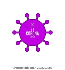 27% vector sign symbol in the form of virus illustration, corona outbreak diagnosis stamp, isolated on white background