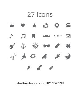 27 vector thin line mini icons set. Thin line simple outline icons