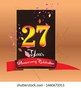 27 Year Anniversary Celebration Vector Template Design Illustration