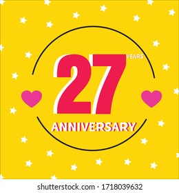 27 años de celebración, diseño vectorial para celebraciones, tarjetas de invitación y tarjetas de felicitación