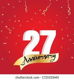 27 year anniversary celebration, vector design for celebrations, invitation cards and greeting cards