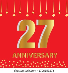 27 year anniversary celebration, vector design for celebrations, invitation cards and greeting cards