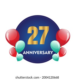 27 year anniversary celebration, vector design for celebrations, invitation cards and greeting cards