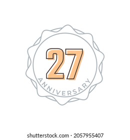 27 Year Anniversary Celebration Vector Badge. Happy Anniversary Greeting Celebrates Template Design Illustration
