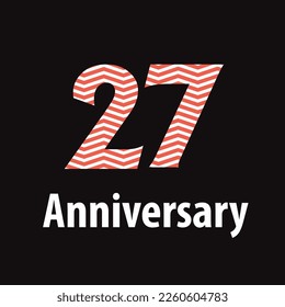 27 años de celebración, diseño vectorial para celebraciones, tarjetas de invitación y tarjetas de felicitación