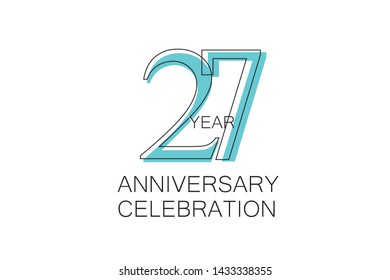 27 year Anniversary, Sleek and Clean Design, Inspired by Comic and Magazine Looks, Pastel Blue Color, Dedicated for invitation, greeting card - Vector